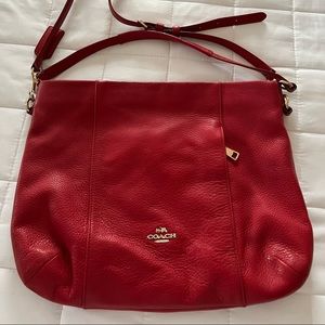 Beautiful red pebble leather Coach crossbody purse